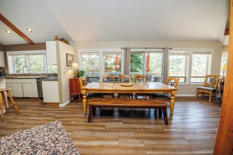 Upstairs has the Kitchen, Dining, Family and a Primary Bedroom with updated En Suite