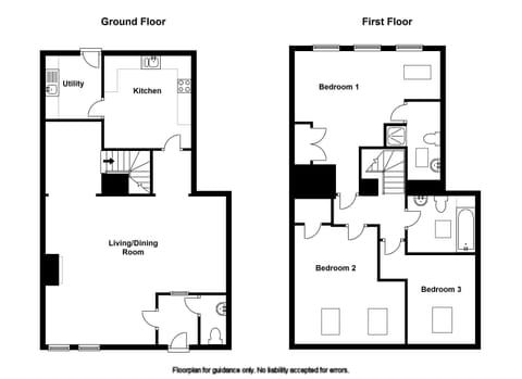 Floor plans for Heather House Holiday Cottage, Padstow, North Cornwall