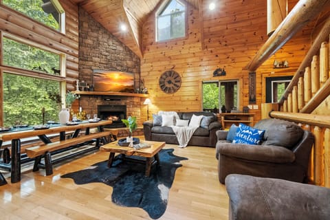 The fire is ready to go! Cozy up and share some stories. 🗣️