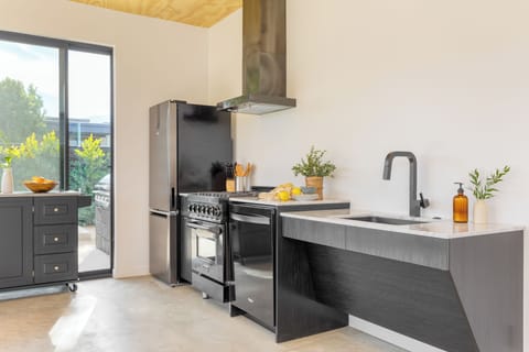 Modern kitchen with a gas range.