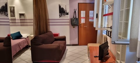 panorama on studio, living and sleeping areas