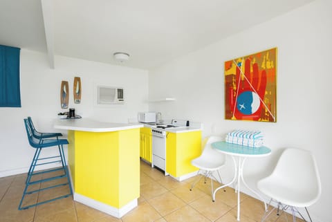 Suite 5's colorful kitchenette.