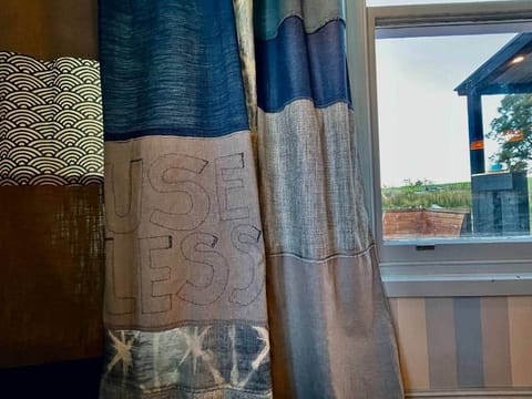 Curtains  and everything here is lovingly made by using less. 