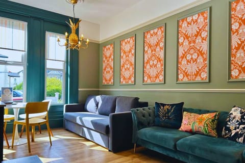 Living area with sofa bed and dining