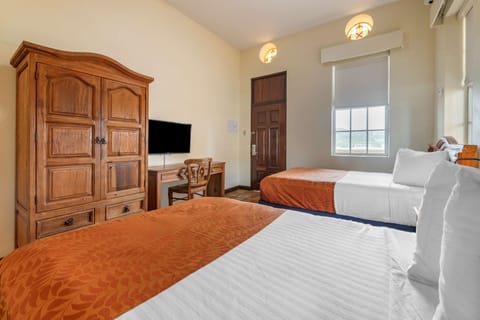 Standard Room, 2 Double Beds, Non Smoking | In-room safe, desk, laptop workspace, iron/ironing board