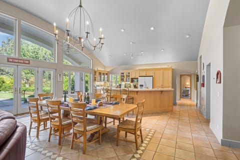 Formal dining space with patio access.