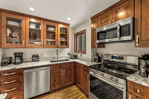 Kitchen with stainless steel appliances