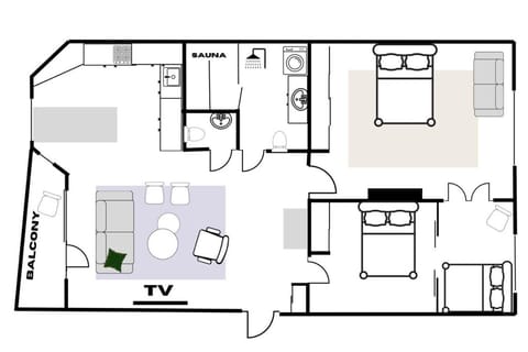 A detailed floor plan to help you visualise the apartment’s spacious layout.
