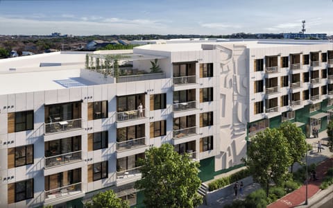 Exterior of The Code with multiple units.