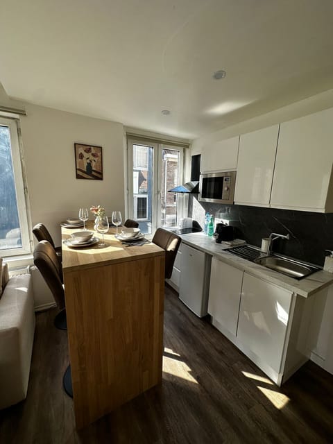 Basic Apartment | Private kitchen | Fridge, microwave, oven, stovetop