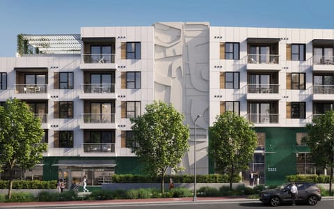 Exterior of the hotel with multiple units.