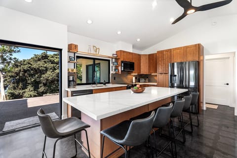 Updated kitchen with large island, sits 6