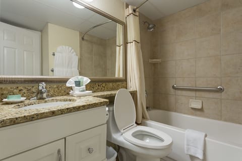 Suite, Kitchenette, Partial Ocean View | Bathroom | Combined shower/tub, free toiletries, hair dryer, towels