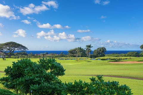 Breathtaking views of the golf course and the Pacific Ocean from the grounds of Pili Mai.