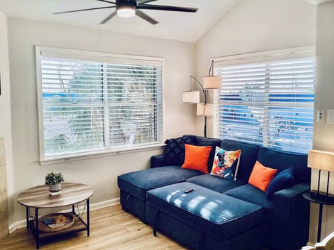 Living area with TV and sofa sleeper