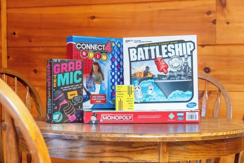 Moonshine Lodge's downstairs sitting area with arcade