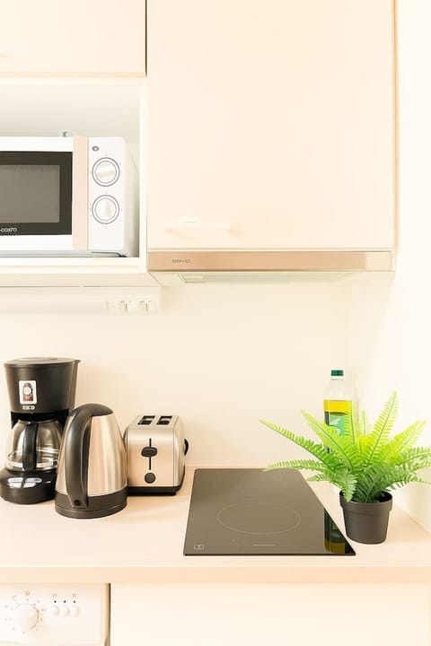 Fully equipped kitchen with everything you need, including coffee facilities for your morning brew.