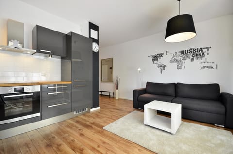 Apartment, 1 Bedroom, Balcony (living room for 4 adults) | Private kitchenette | Full-size fridge, microwave, oven, stovetop