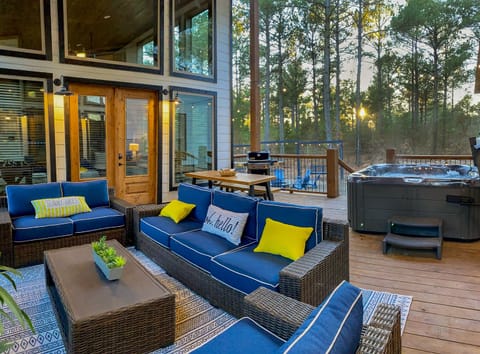 Lounge by the fire, soak in the hot tub, and take in peaceful forest views at Piece of the Moon.