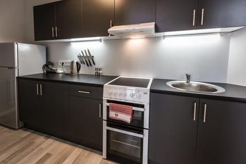 Superior Apartment, 4 Bedrooms | Private kitchen | Full-size fridge, microwave, oven, stovetop