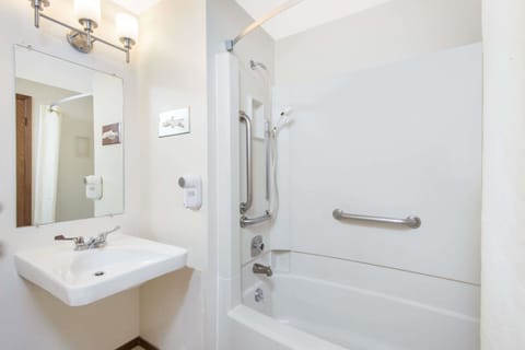 Room, 1 Queen Bed, Accessible, Non Smoking (Bathtub w/ Grab Bars) | Bathroom | Combined shower/tub, free toiletries, hair dryer, towels