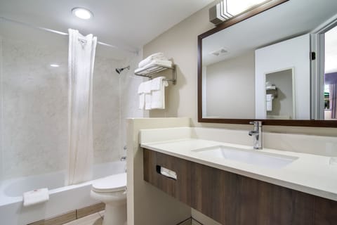 Room, 1 King Bed, Non Smoking | Bathroom | Combined shower/tub, free toiletries, hair dryer, towels