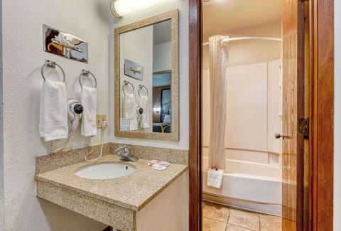 Room, 1 King Bed, Non Smoking (Dog Friendly) | Bathroom | Combined shower/tub, hair dryer, towels