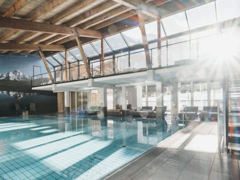 Indoor pool, open 7:00 AM to 7:30 PM, sun loungers