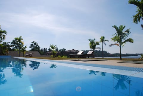 Outdoor pool, sun loungers