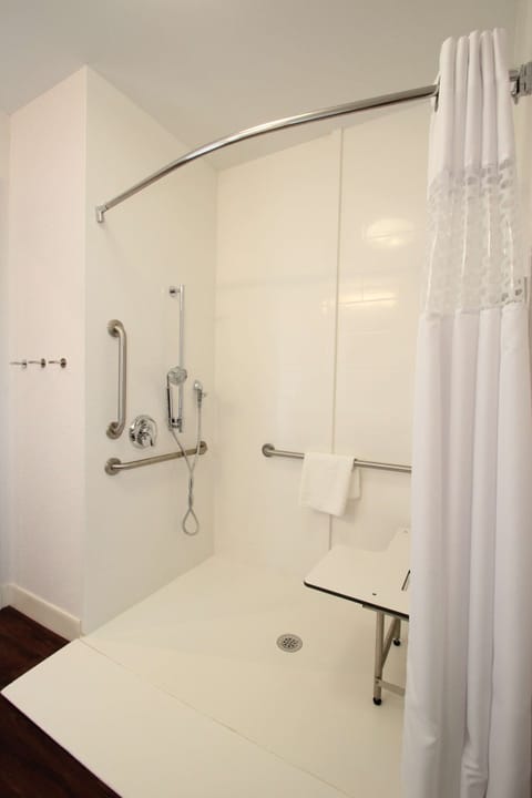 Room, 1 King Bed, Accessible, Non Smoking (Roll In Shower) | Bathroom | Combined shower/tub, free toiletries, hair dryer, towels