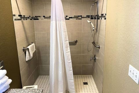 Combined shower/tub, hydromassage showerhead, free toiletries