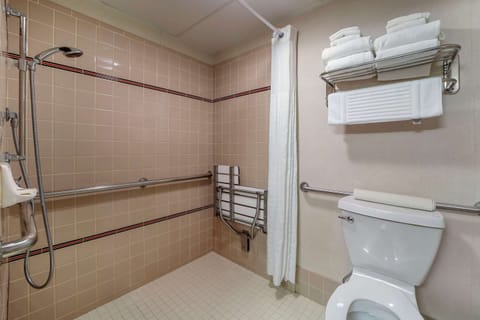 Room, 2 Queen Beds, Accessible, Non Smoking | Bathroom | Combined shower/tub, free toiletries, hair dryer, towels