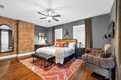 “Comfortable king bed designed for restful nights after work or play.”