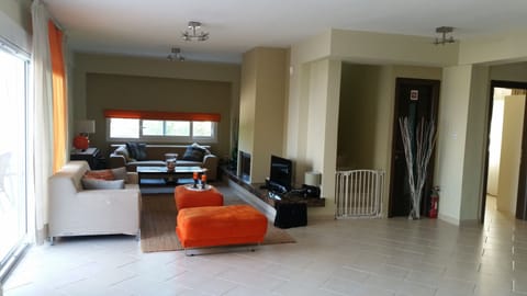 Luxury Villa, 5 Bedrooms, Private Pool, Sea Facing | Living area | 55-inch flat-screen TV with satellite channels, LCD TV, Netflix