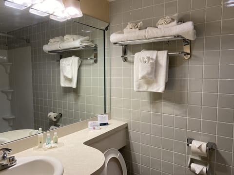 Bathtub, free toiletries, hair dryer, towels