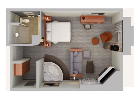 Room, 1 King Bed with Sofa bed, Fireplace | Floor plan