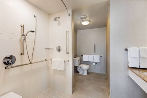 Suite, 1 Bedroom (Mobility/Hearing Access, Roll-In Shwr) | Bathroom | Combined shower/tub, free toiletries, hair dryer, towels