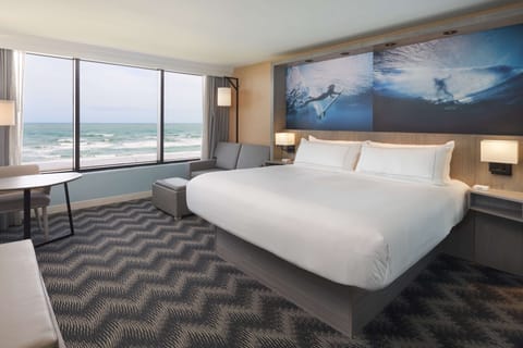 Room, 1 King Bed, Oceanfront | Living area | 55-inch flat-screen TV with satellite channels, TV, Netflix