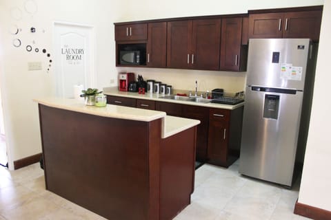 Standard Apartment, 1 Bedroom, City View, Ground Floor | Private kitchen | Full-size fridge, microwave, oven, stovetop