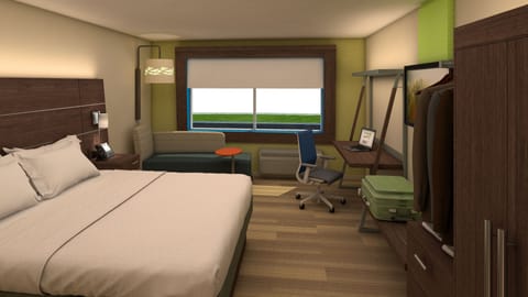 Premium bedding, pillowtop beds, desk, laptop workspace