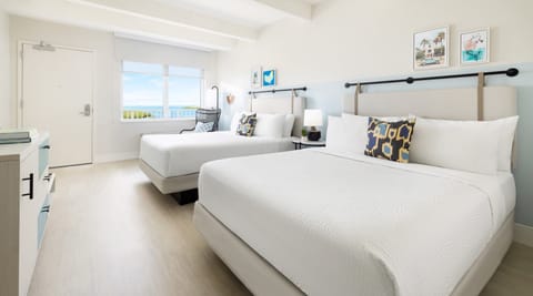 Ocean View Double Queen - Newly Renovated | Premium bedding, in-room safe, individually furnished, desk