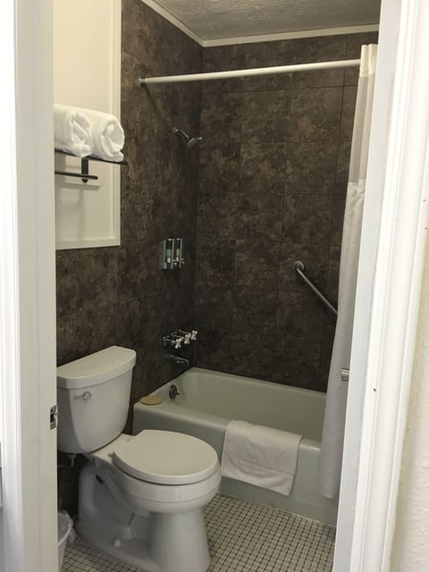 Shower, hydromassage showerhead, free toiletries, hair dryer