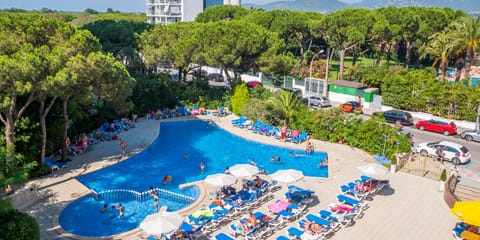 Outdoor pool, open 9:00 AM to 8:00 PM, sun loungers