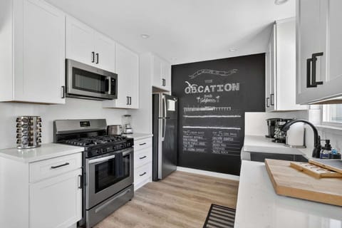 Modern kitchen with stainless steel appliances