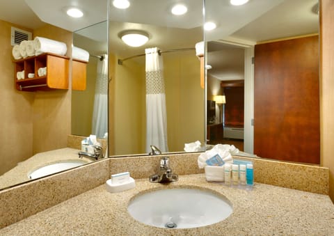 Room, 1 King Bed, Non Smoking | Bathroom | Combined shower/tub, free toiletries, hair dryer, towels