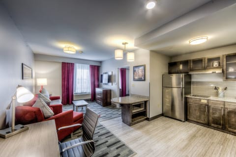 Suite, 1 Bedroom, Accessible, Kitchen (Comm, Roll Shwr) | Living area | Flat-screen TV