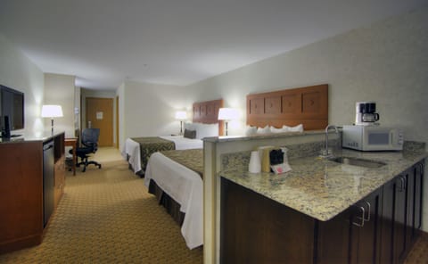 Deluxe Suite, 2 Queen Beds, Jetted Tub | In-room safe, desk, blackout drapes, iron/ironing board