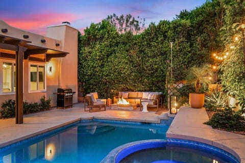 Outdoor fire-pit at night