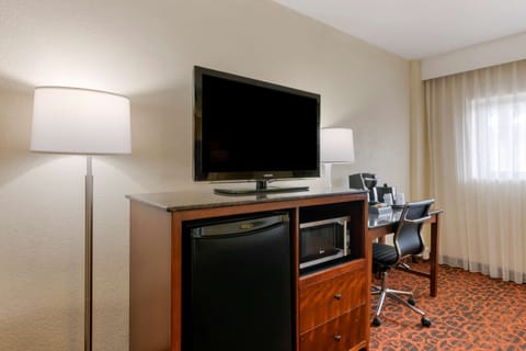 In-room safe, desk, laptop workspace, blackout drapes