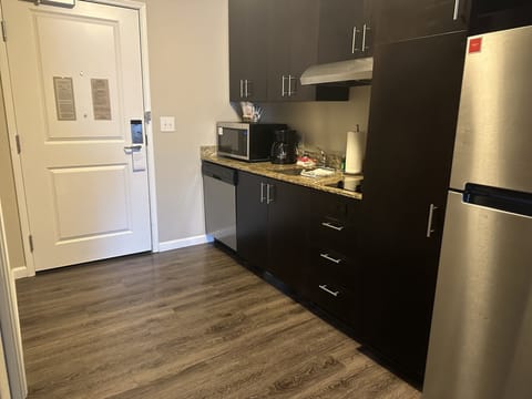 Studio, 1 King Bed with Sofa bed (Mobility Accessible, Tub) | Private kitchen | Fridge, microwave, stovetop, dishwasher